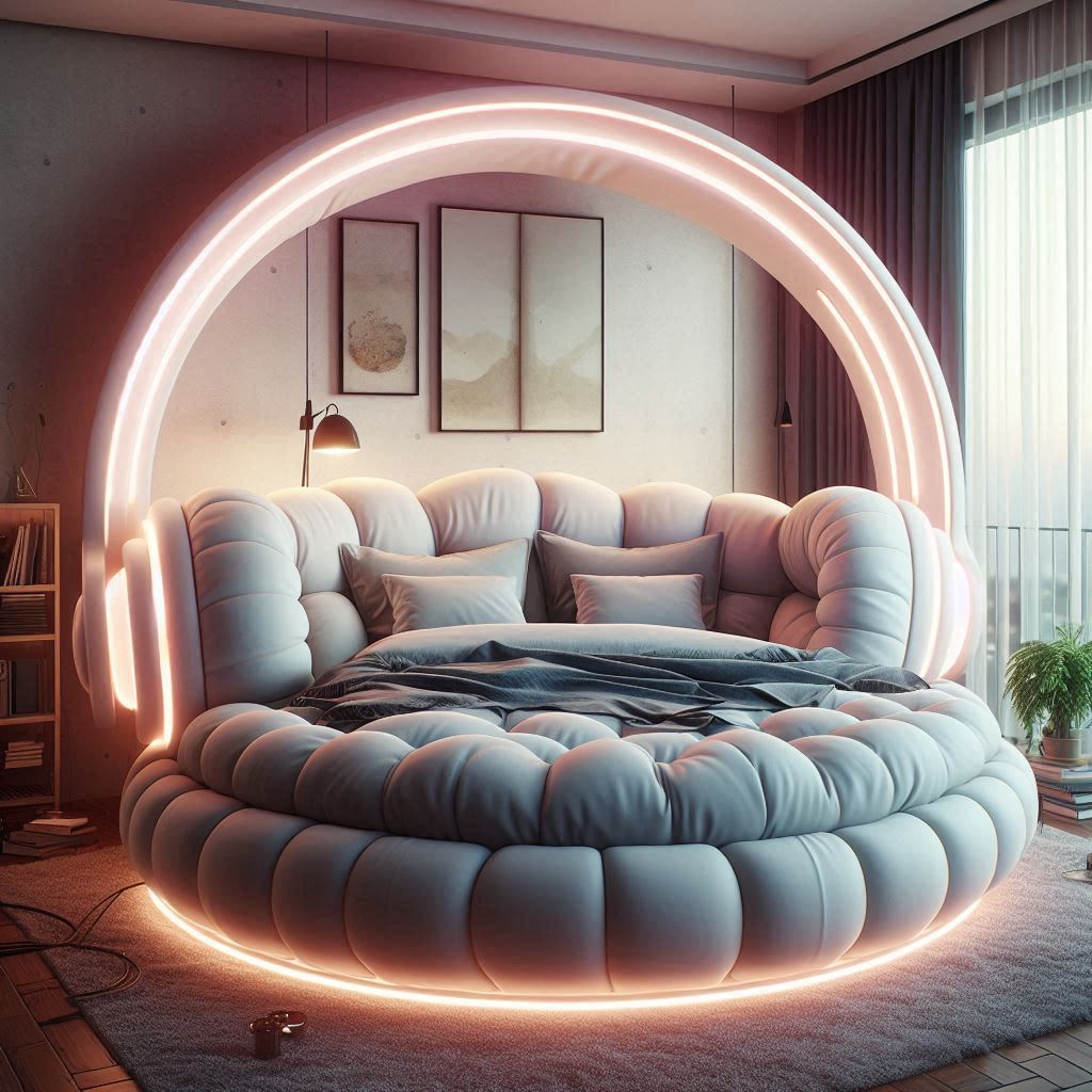 Are there specific decor ideas to enhance the appeal of a headphone-shaped bed?